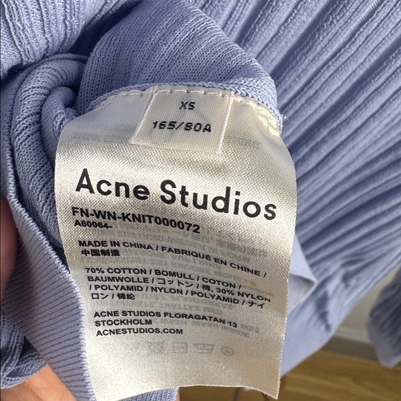 ACNE STUDIOS Ribbed Knit Sweater – Light Blue (Size XS) - Picture 4 of 4